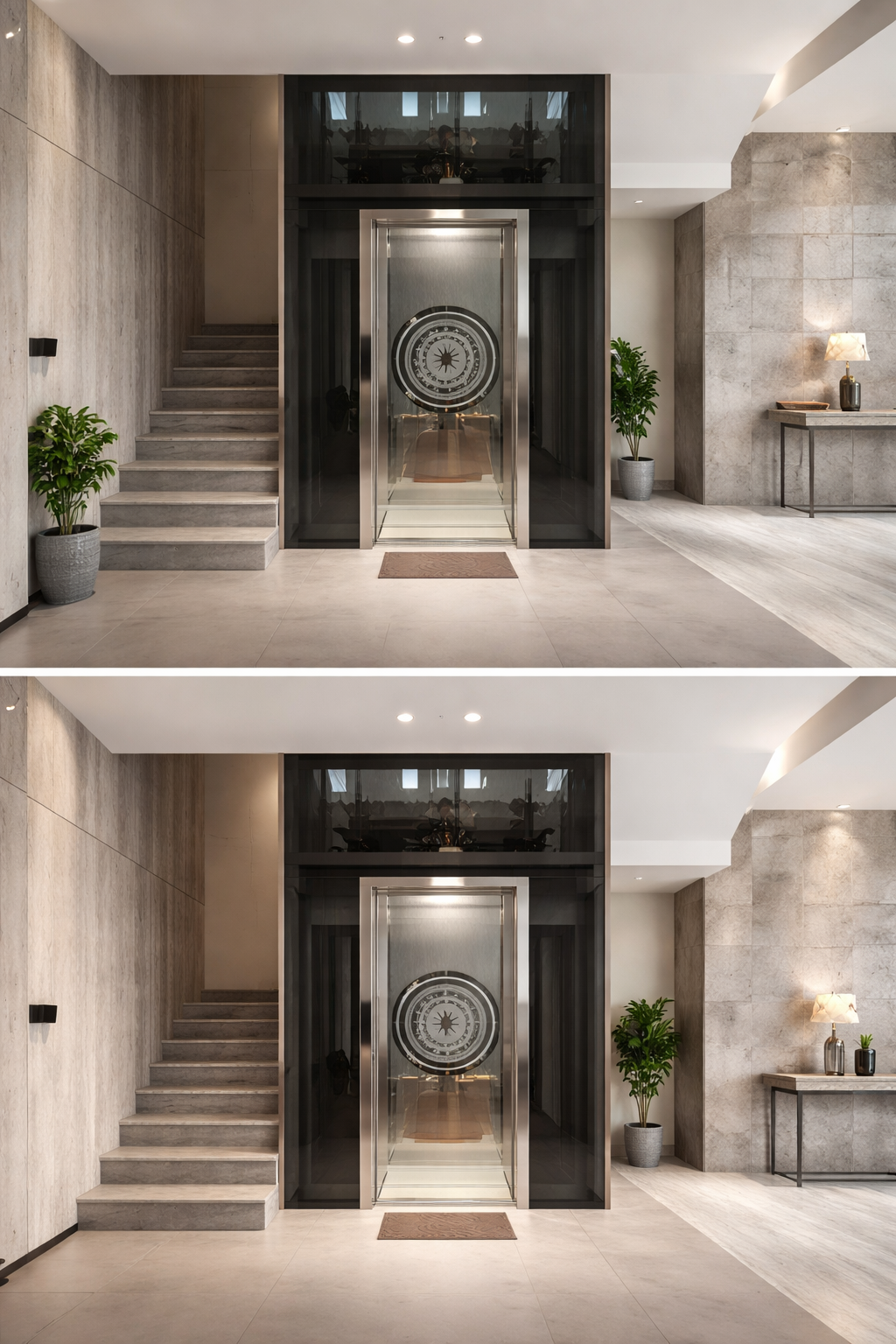 Thang Máy Kính Xám Khói Phủ Khung – Giải Pháp Sang Trọng Cho Không Gian Hiện Đại